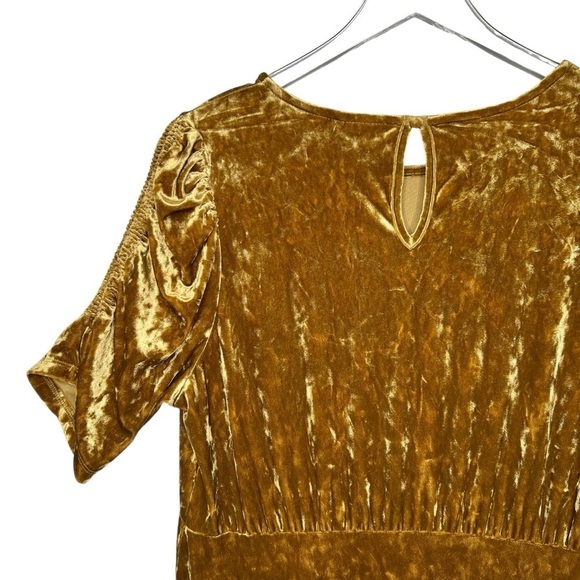 Who What Where Gold Crushed Velvet Women’s Tiered Midi Dress Sz L - Picture 12 of 12